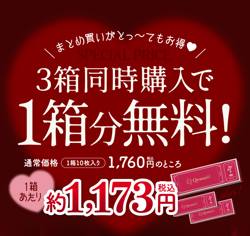 ３箱同時購入で1箱無料！　通常価格（1箱10枚入り）1,760円（税込）のところ　1箱あたり約1,173円（税込）