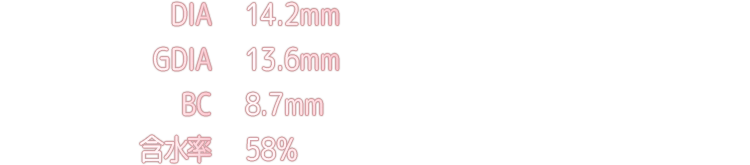  DIA 14.2mm　GDIA 13.6mm　BC 8.7mm　含水率 58%