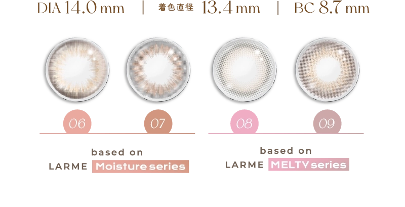 DIA 14.0 mm　着色直径　13.4 mm　BC 8.7 mm