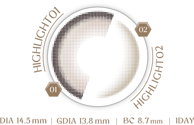 DIA 14.5mm、G.DIA 13.8mm、BC 8.6mm、1DAYタイプ